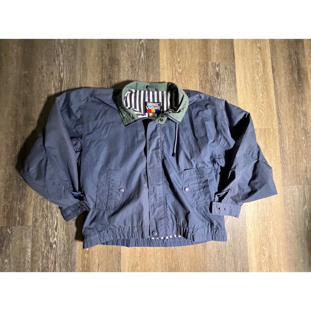 Hartwell ViaSport Jacket Mens Large Navy Blue Vintage 90s Windbreaker Spruce
